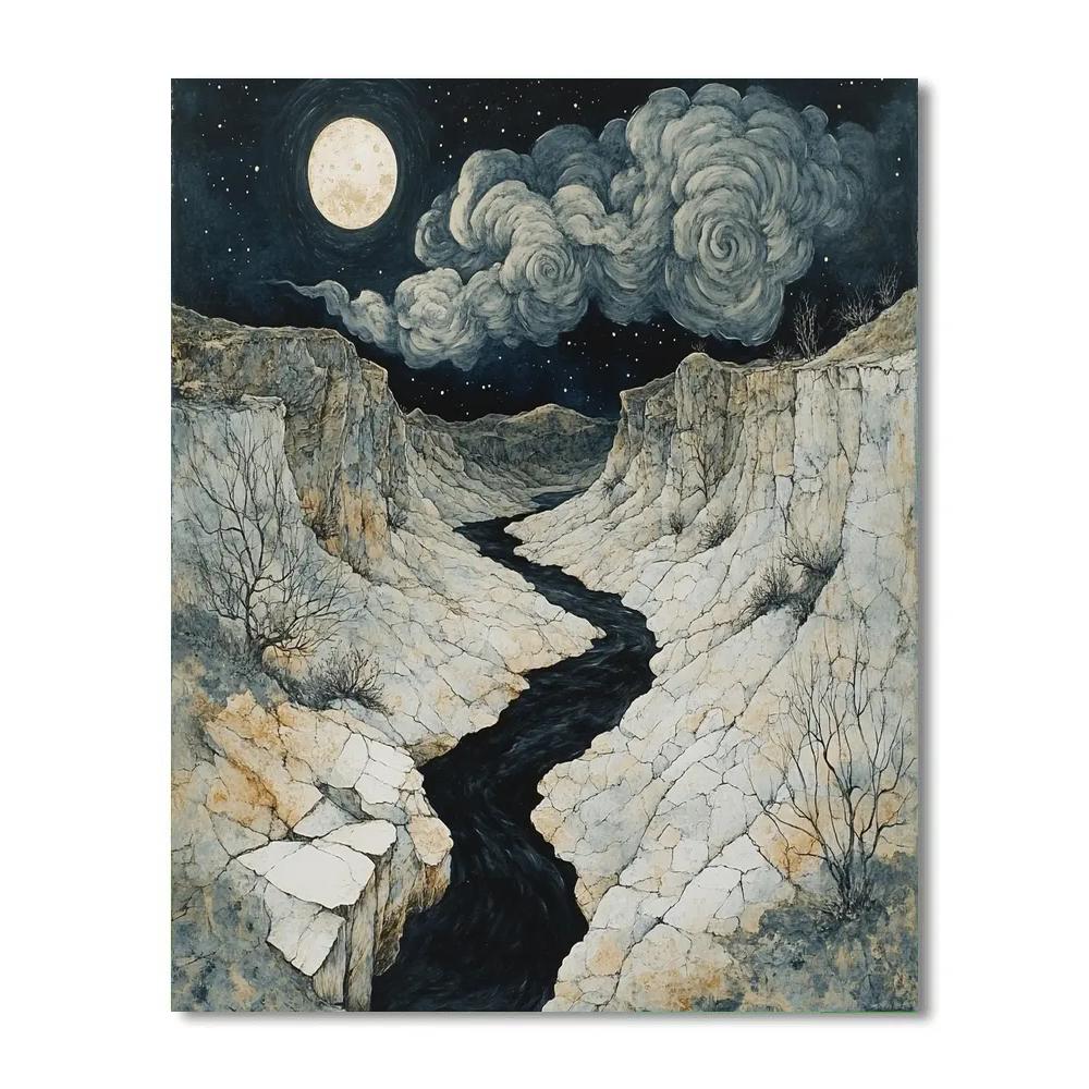 Francisco Goya Inspired Moonlit Ravine With Nebula Clouds Painting by numbers kit