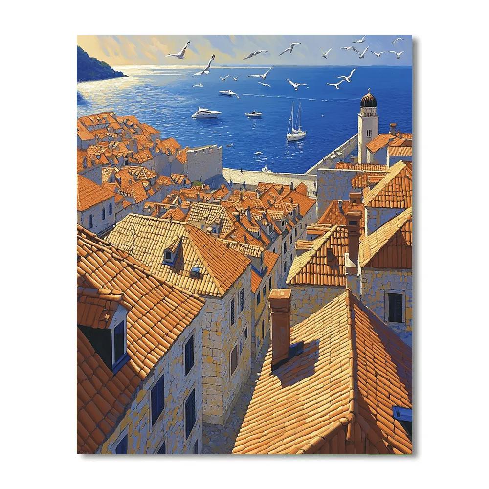Old Town Rooftops Of Dubrovnik Croatia DIY paint by numbers