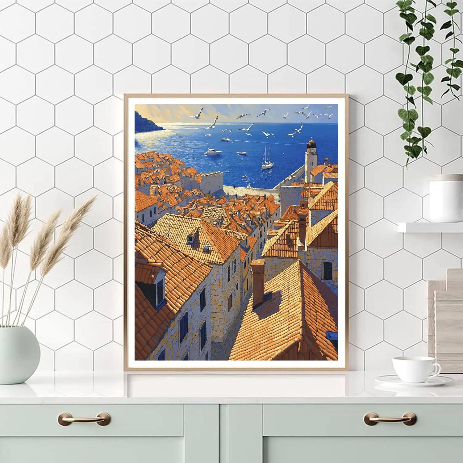 Old Town Rooftops Of Dubrovnik Croatia DIY paint by numbers