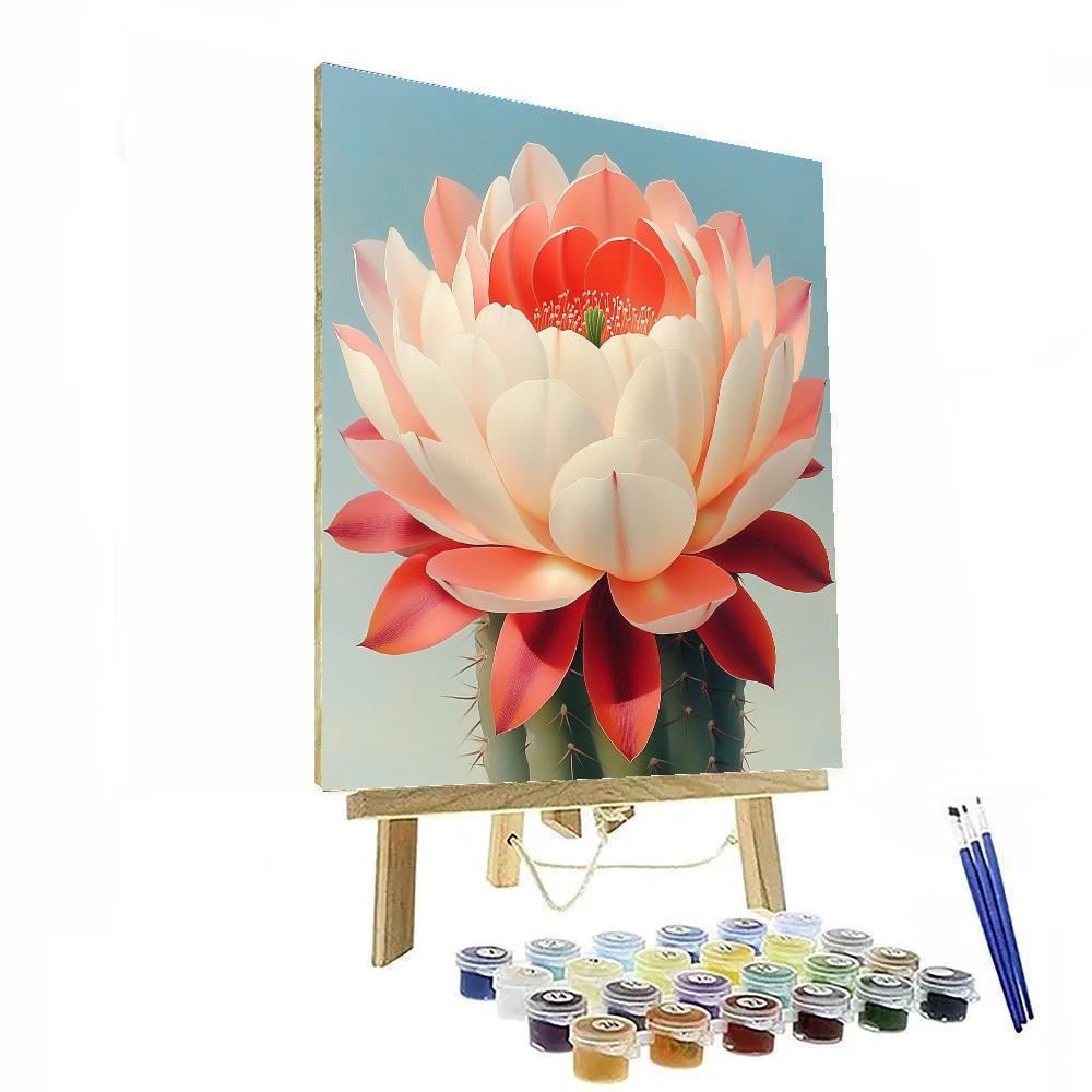 Georgia O’Keeffe Inspired Crimson Cactus Bloom Aperture Number painting