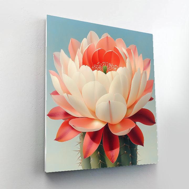 Georgia O’Keeffe Inspired Crimson Cactus Bloom Aperture Number painting