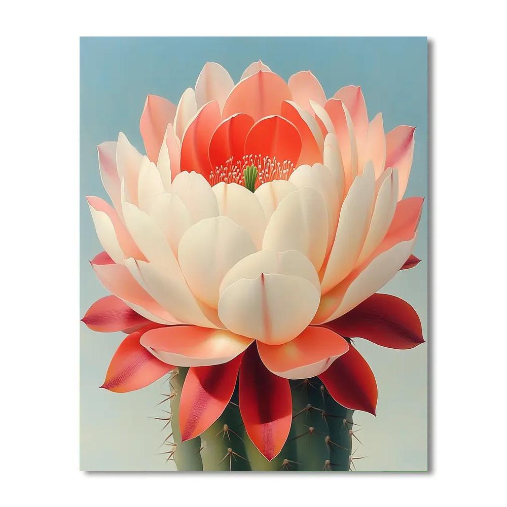 Georgia O’Keeffe Inspired Crimson Cactus Bloom Aperture Number painting
