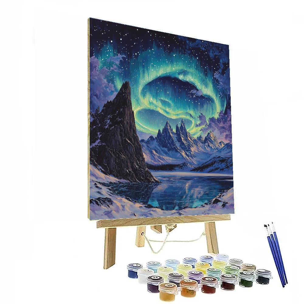 Frederick Varley Inspired Aurora Over Granite Ridge paint by color