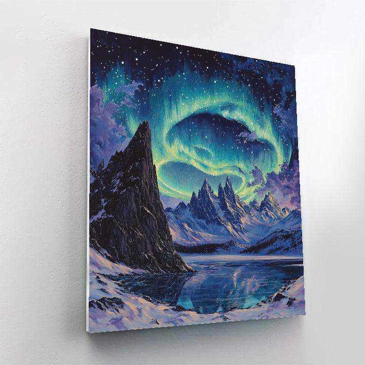 Frederick Varley Inspired Aurora Over Granite Ridge paint by color