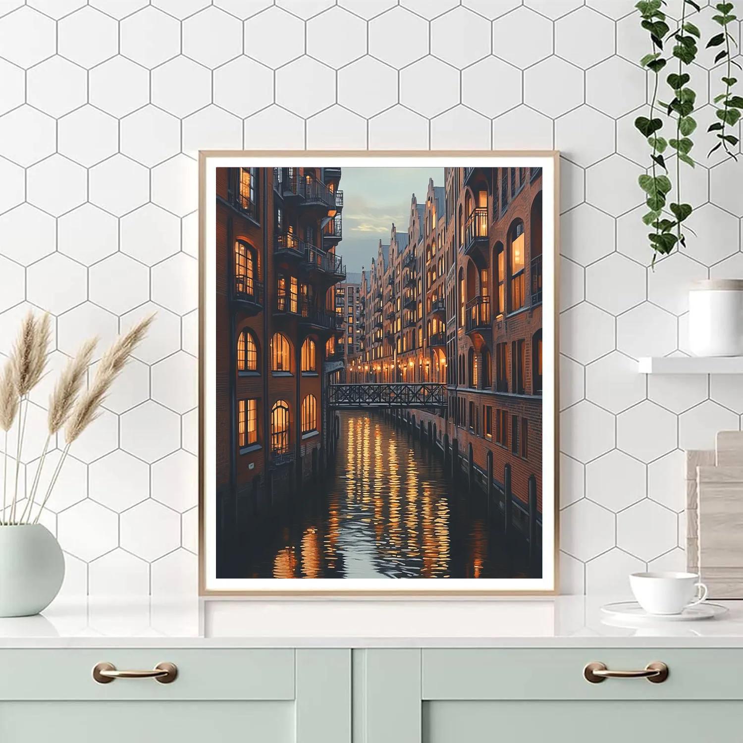 Historic Warehouse District Speicherstadt Hamburg Germany paint by numbers