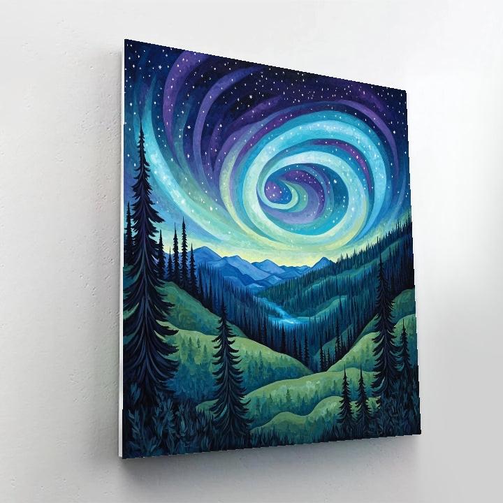 J. E. H. MacDonald Inspired Aurora Over Spruce Ridges Paint by numbers art