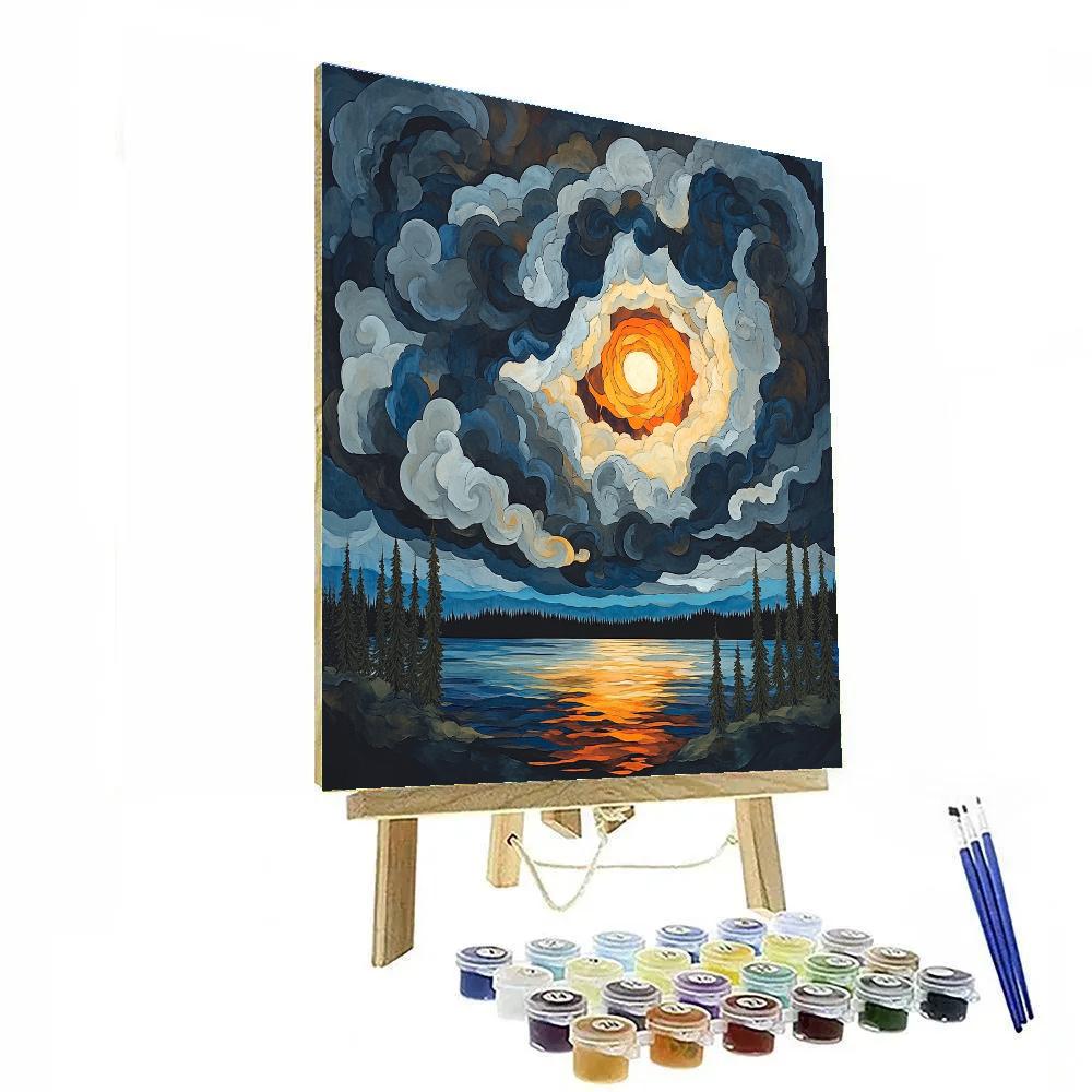 Frederick Varley Inspired Stormbreak Over Boreal Lake Number painting