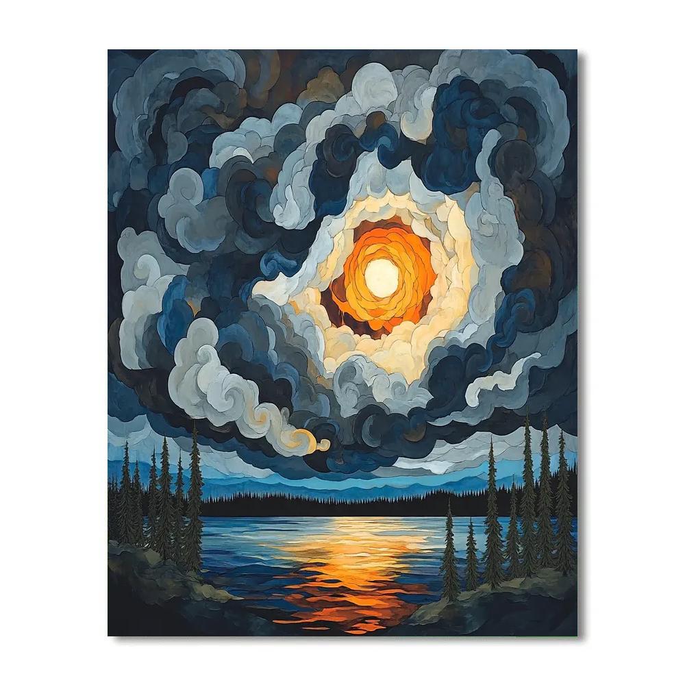 Frederick Varley Inspired Stormbreak Over Boreal Lake Number painting