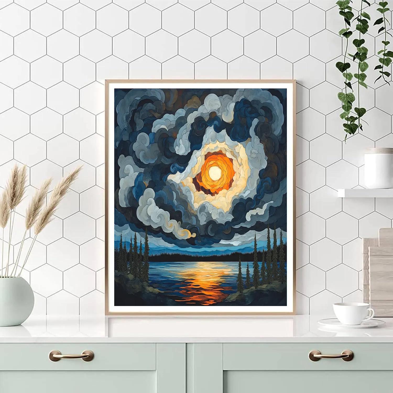 Frederick Varley Inspired Stormbreak Over Boreal Lake Number painting