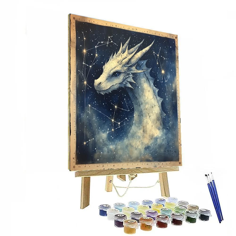 Leonardo Da Vinci Inspired Mythic Dragon Constellation Without Figures Numbered painting kits