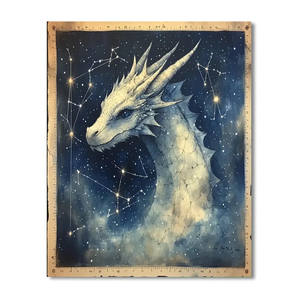Leonardo Da Vinci Inspired Mythic Dragon Constellation Without Figures Numbered painting kits