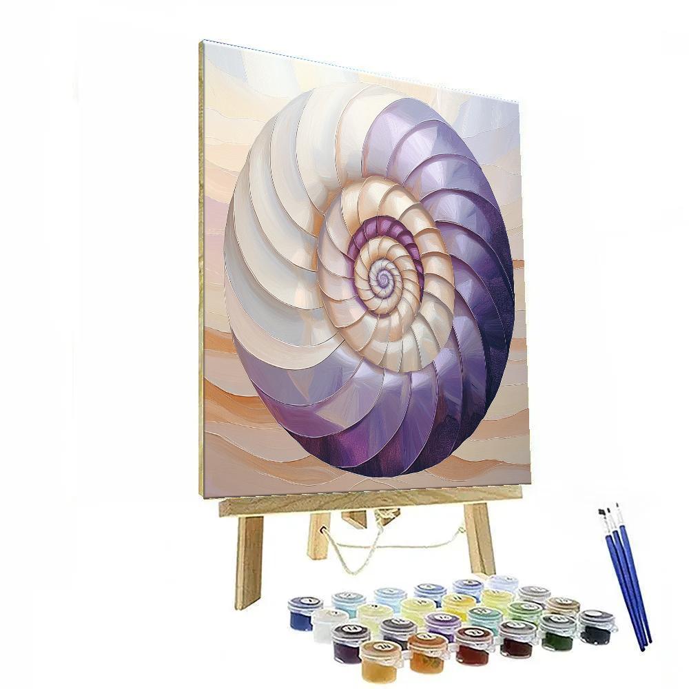 Georgia O’Keeffe Inspired Lavender Shell Spiral Over Sandstone Haze Number painting