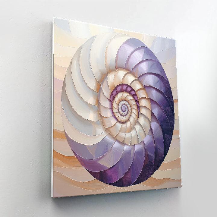 Georgia O’Keeffe Inspired Lavender Shell Spiral Over Sandstone Haze Number painting