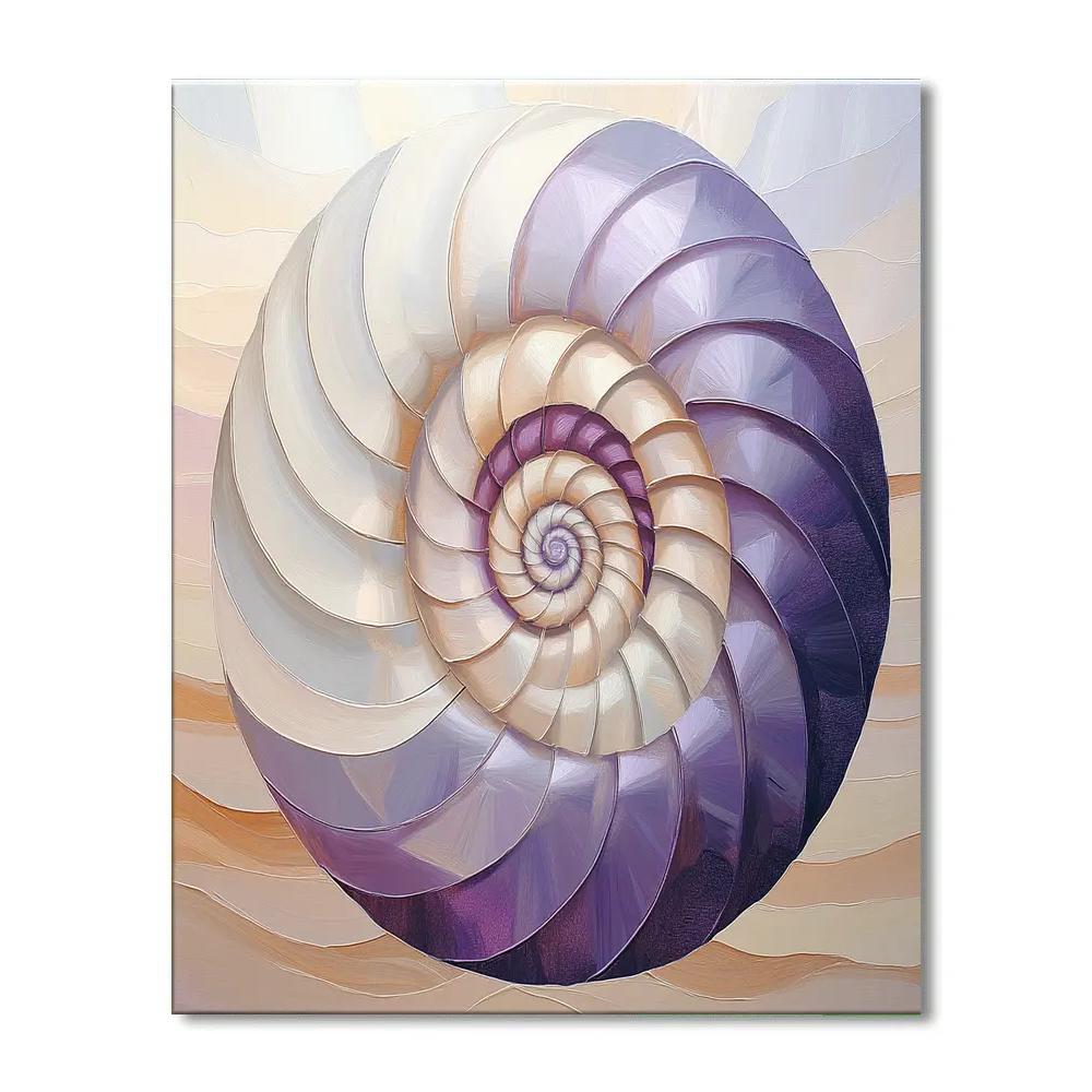 Georgia O’Keeffe Inspired Lavender Shell Spiral Over Sandstone Haze Number painting