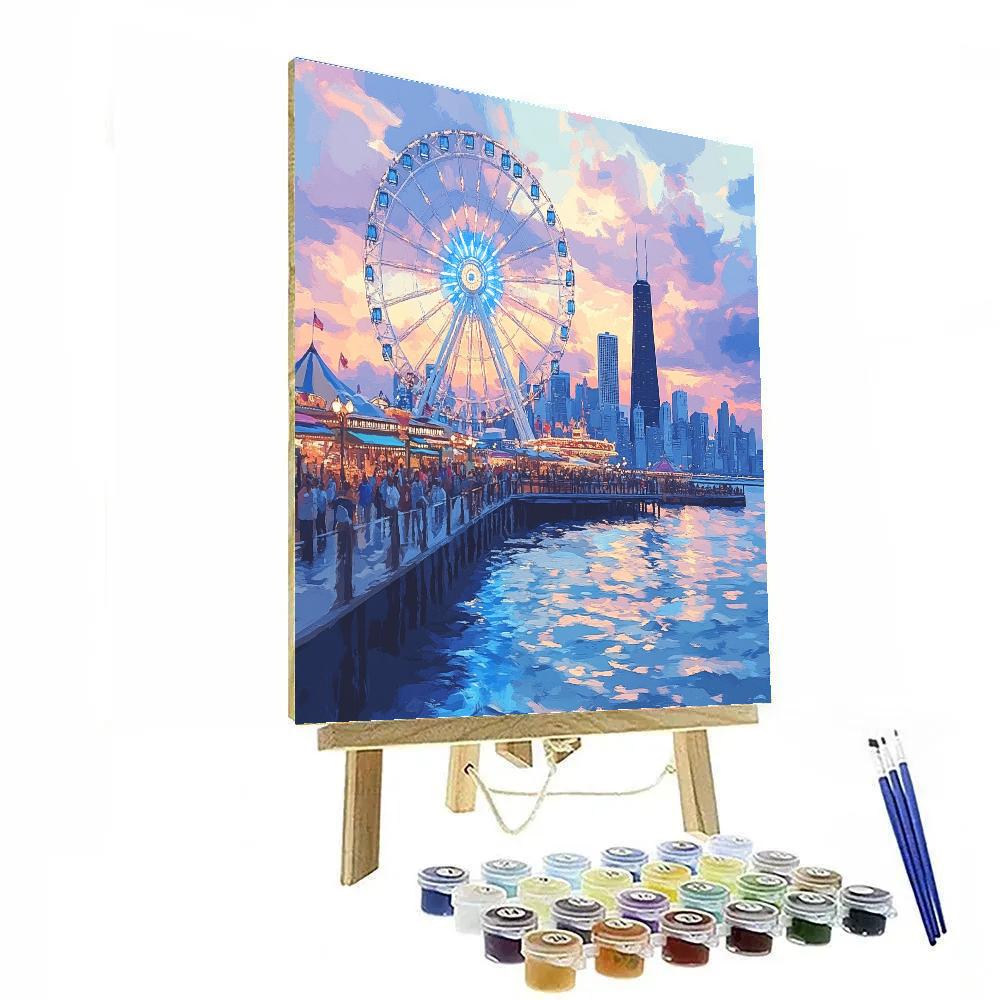 Evening At Navy Pier Chicago United States Paint by numbers kits