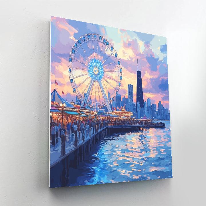 Evening At Navy Pier Chicago United States Paint by numbers kits