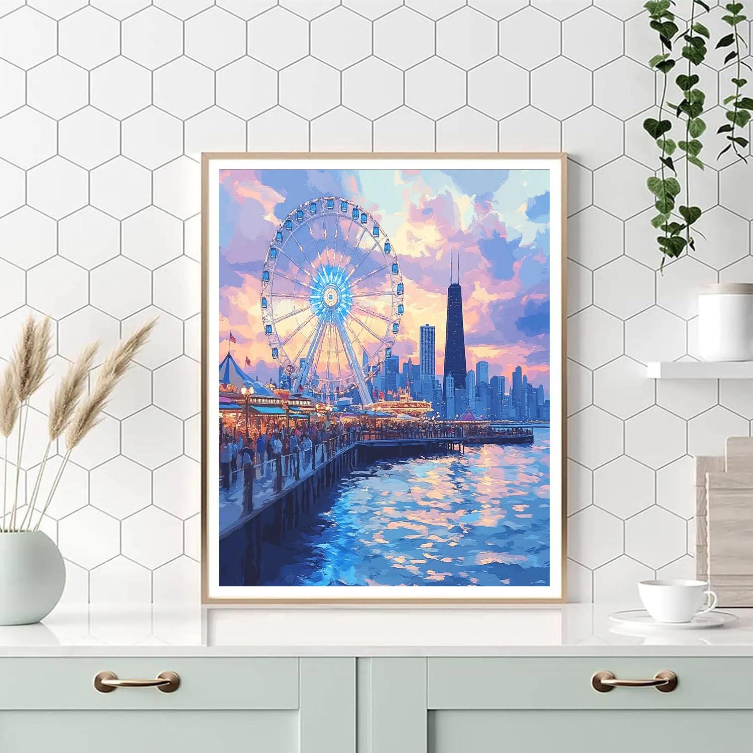 Evening At Navy Pier Chicago United States Paint by numbers kits