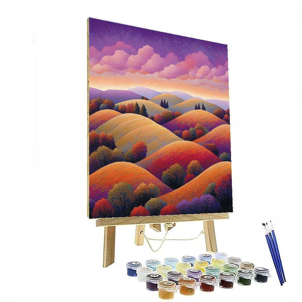 Frederick Varley Inspired Autumn Hills Under Radiant Violet Sky Numbered painting kits