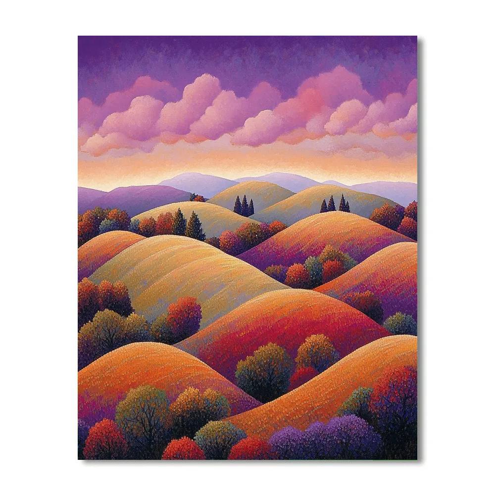 Frederick Varley Inspired Autumn Hills Under Radiant Violet Sky Numbered painting kits
