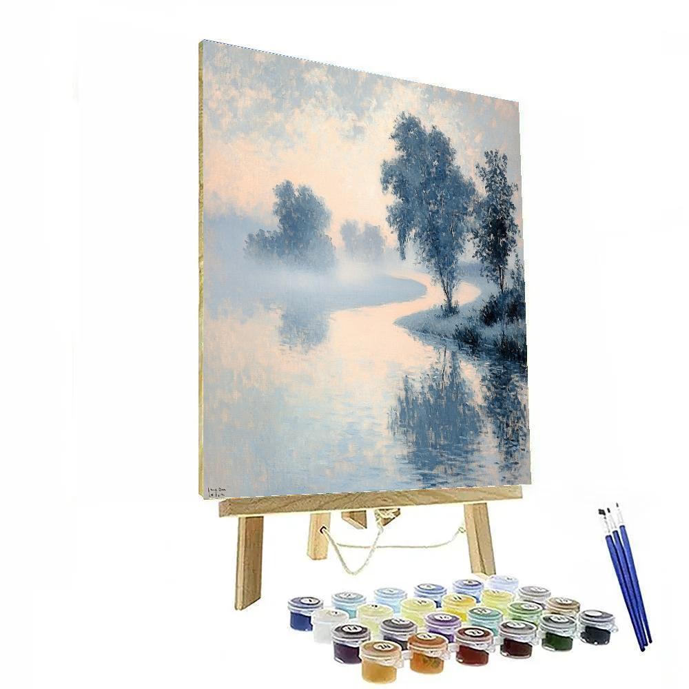 Claude Monet Inspired Foggy River Bend Silver Morning DIY paint by numbers