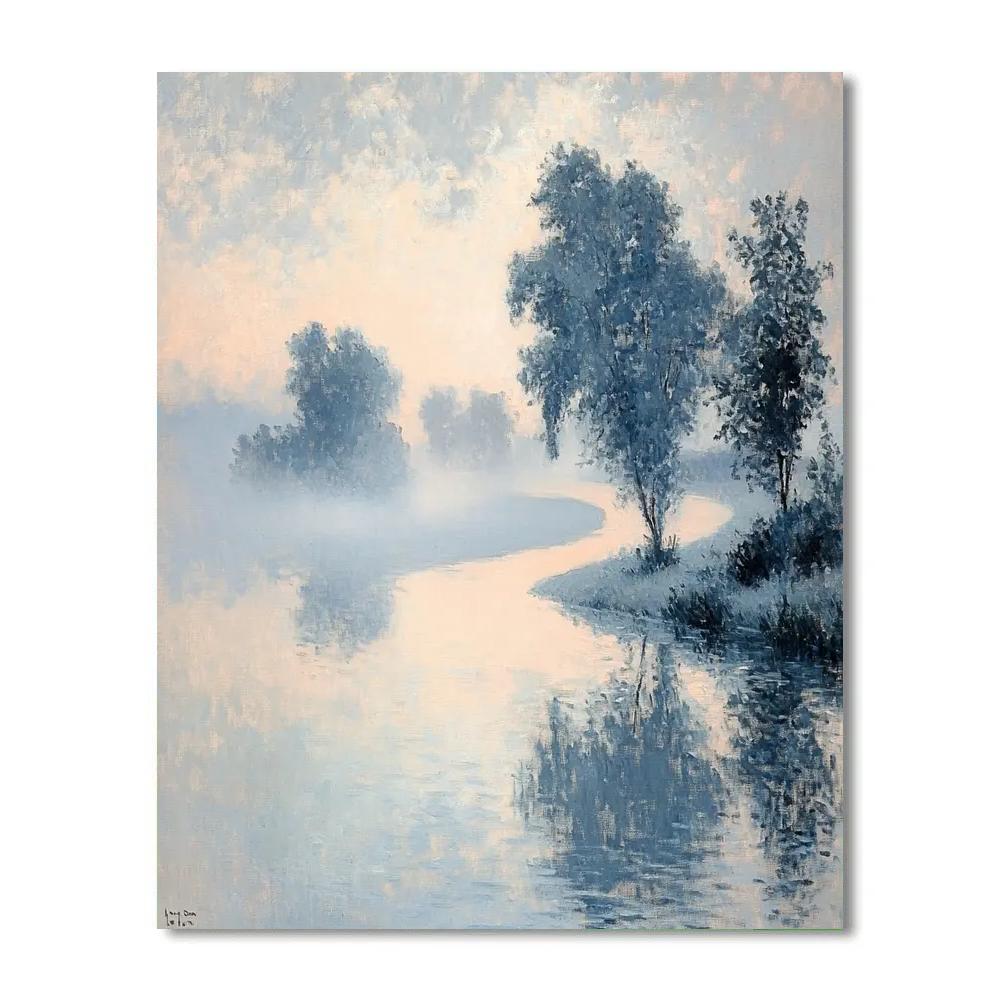 Claude Monet Inspired Foggy River Bend Silver Morning DIY paint by numbers