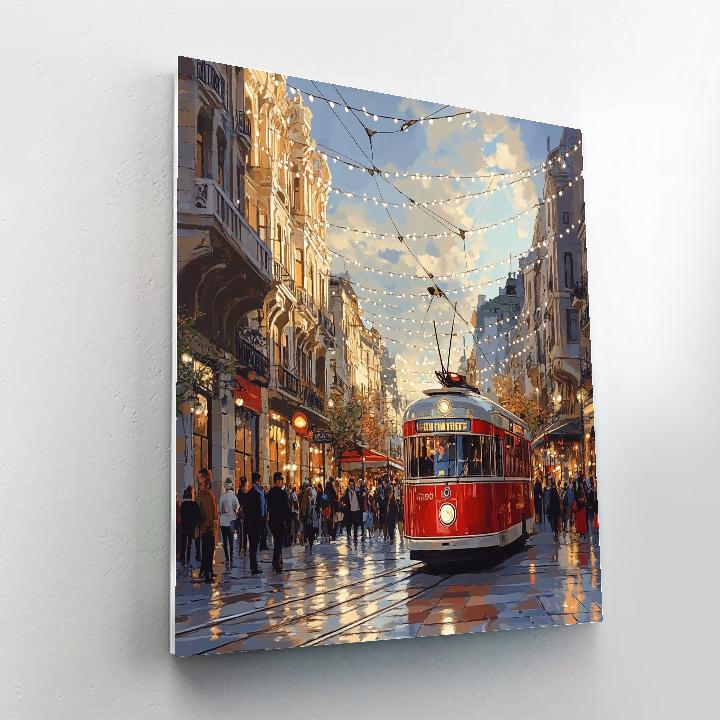 Colorful Tram On Istiklal Avenue Istanbul Turkiye Paint by numbers kits