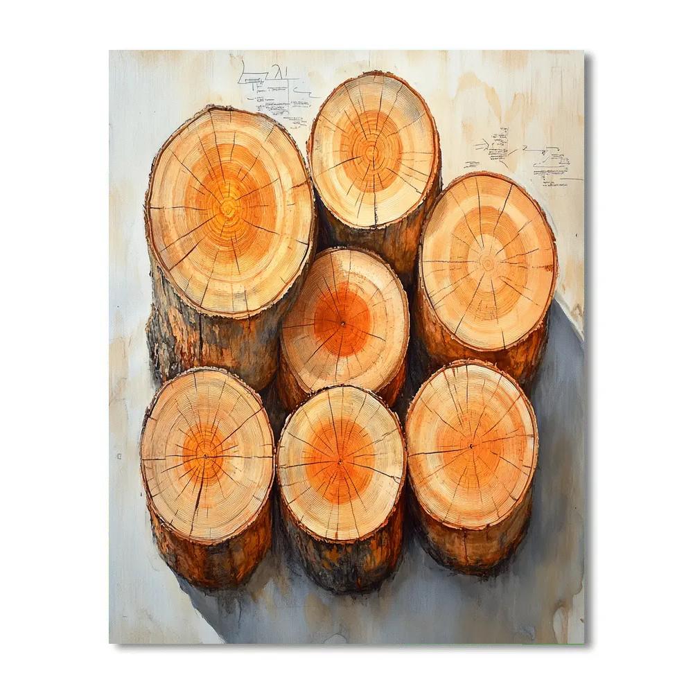 Leonardo Da Vinci Inspired Library Of Tree Rings Paint by numbers art