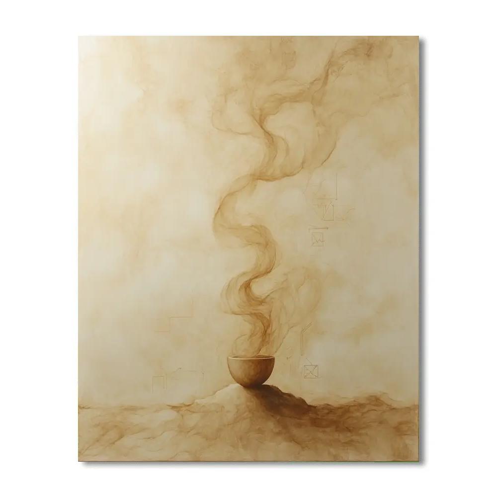 Leonardo Da Vinci Inspired Coffee Aroma As Rising Vapor Geometry Number painting