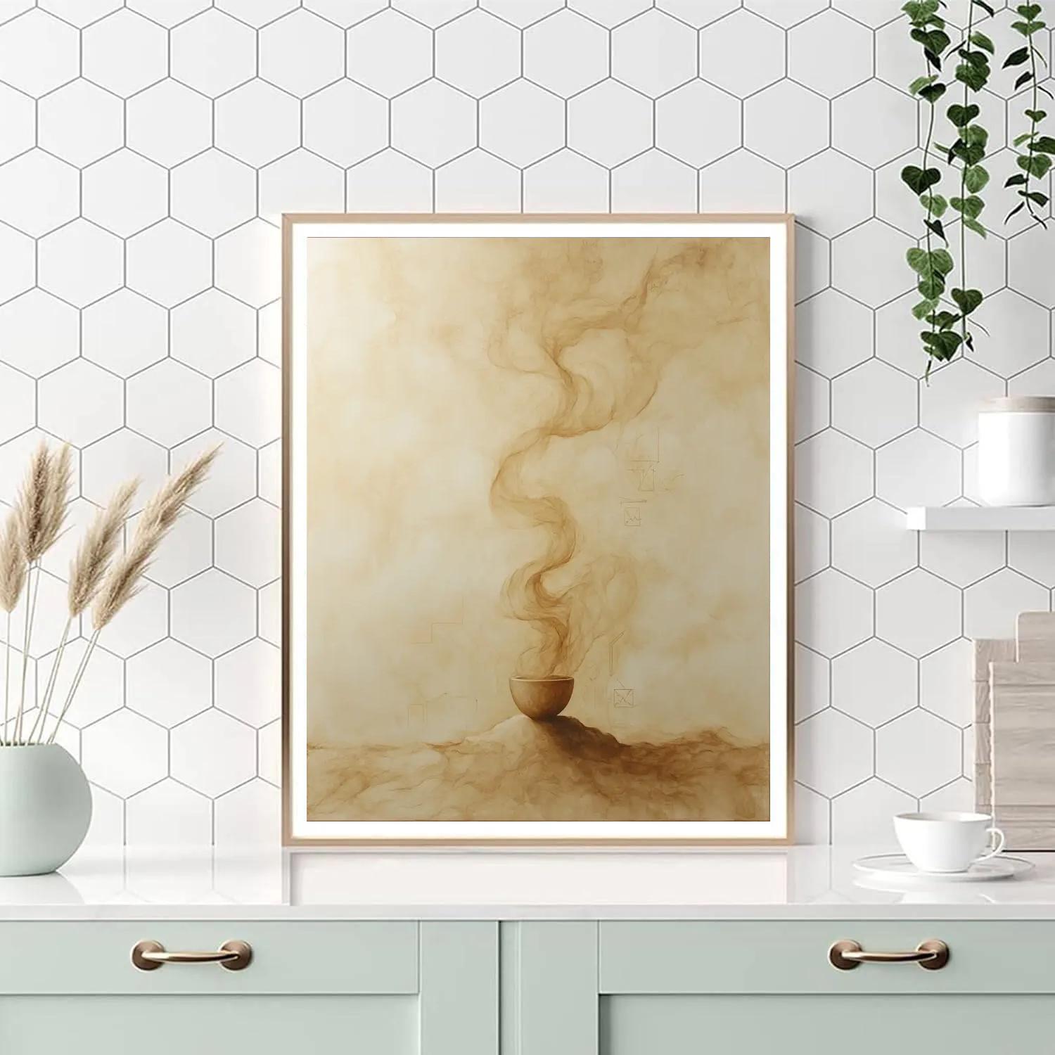 Leonardo Da Vinci Inspired Coffee Aroma As Rising Vapor Geometry Number painting
