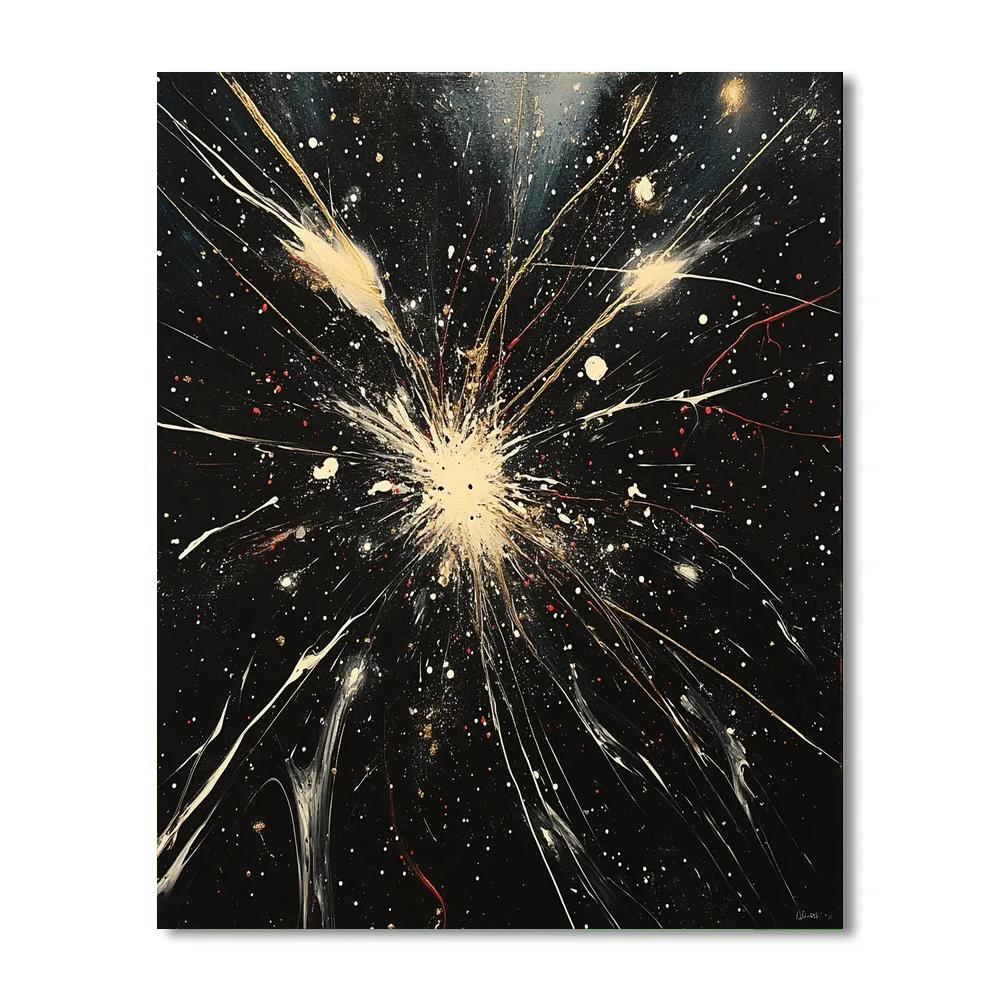 Jackson Pollock Inspired Eclipse Corona Pulsefield Number painting