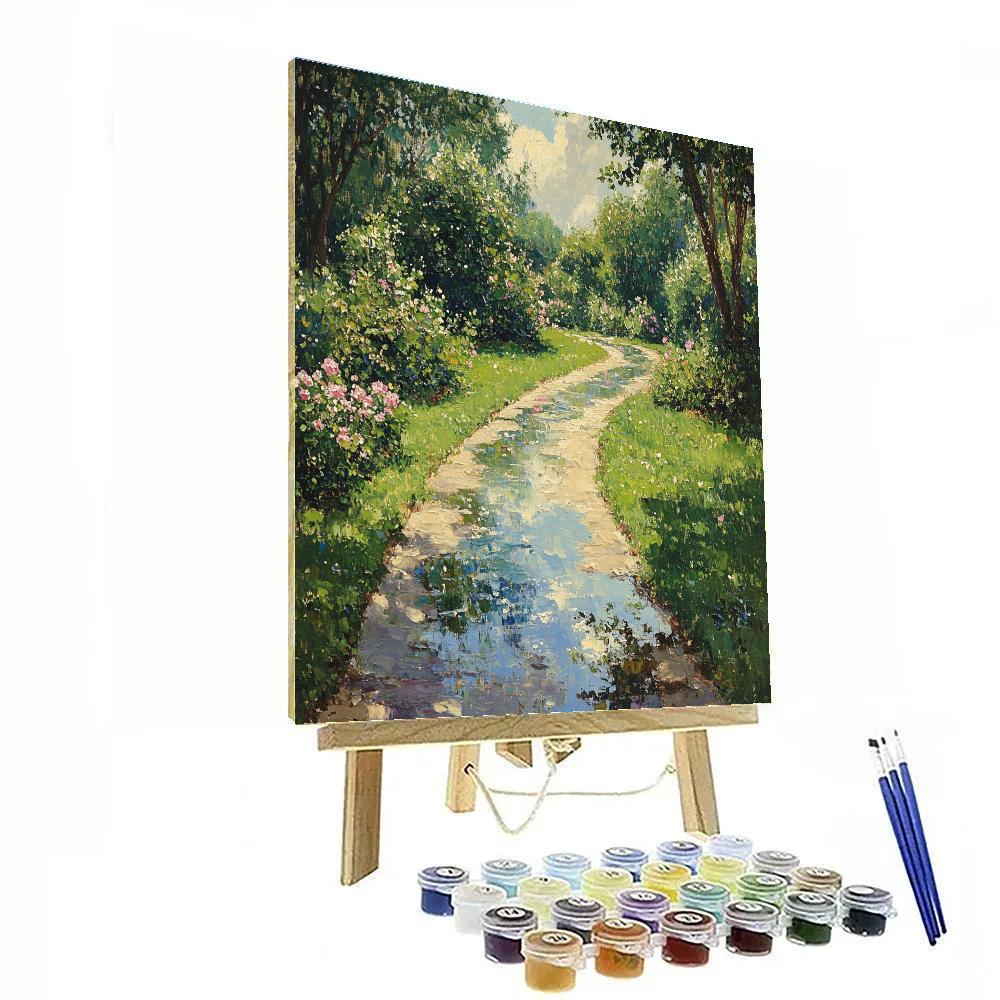 Claude Monet Inspired Garden Path After Rain paint by color