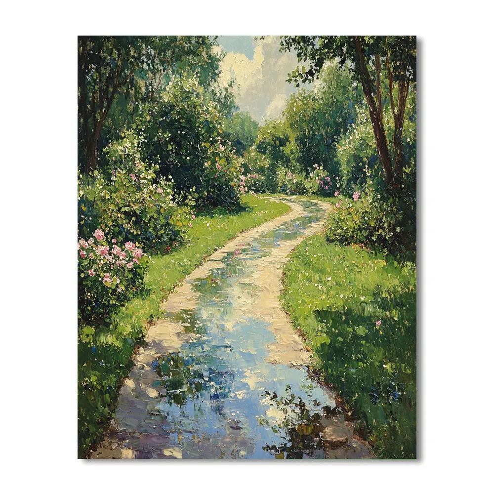 Claude Monet Inspired Garden Path After Rain paint by color