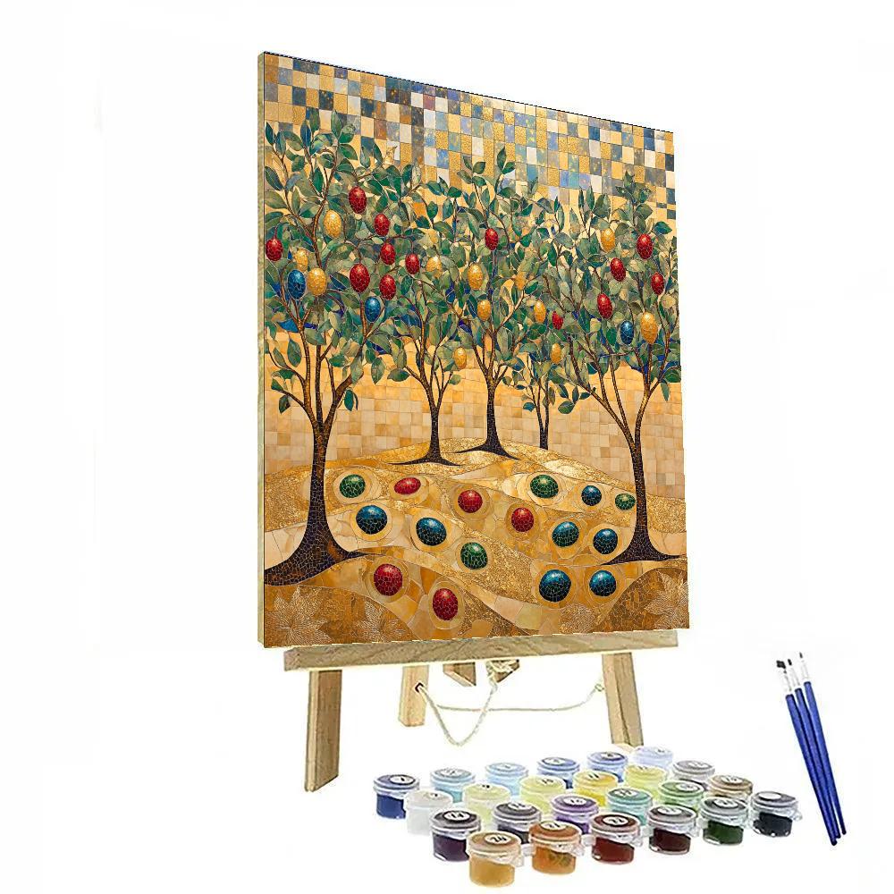 Gustav Klimt Inspired Gilded Nebula Orchard paint by numbers