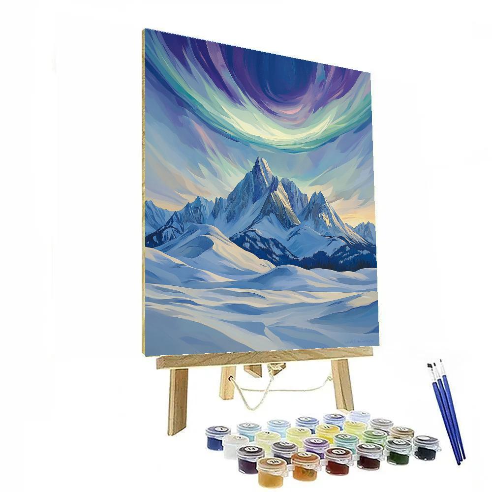Lawren Harris Inspired Celestial Aurora Over Silent Peaks Painting by numbers kit