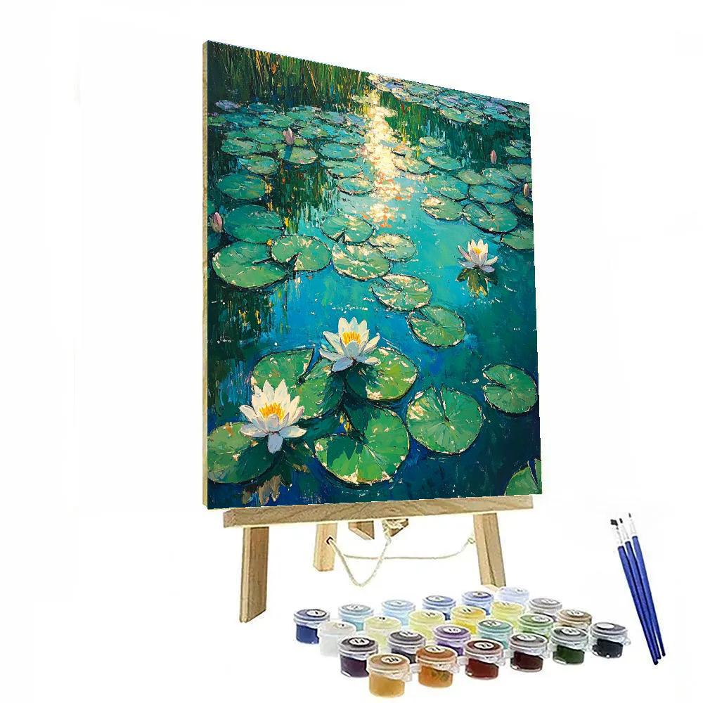 Claude Monet Inspired Lily Pond Emerald Noon Glare painting number kit