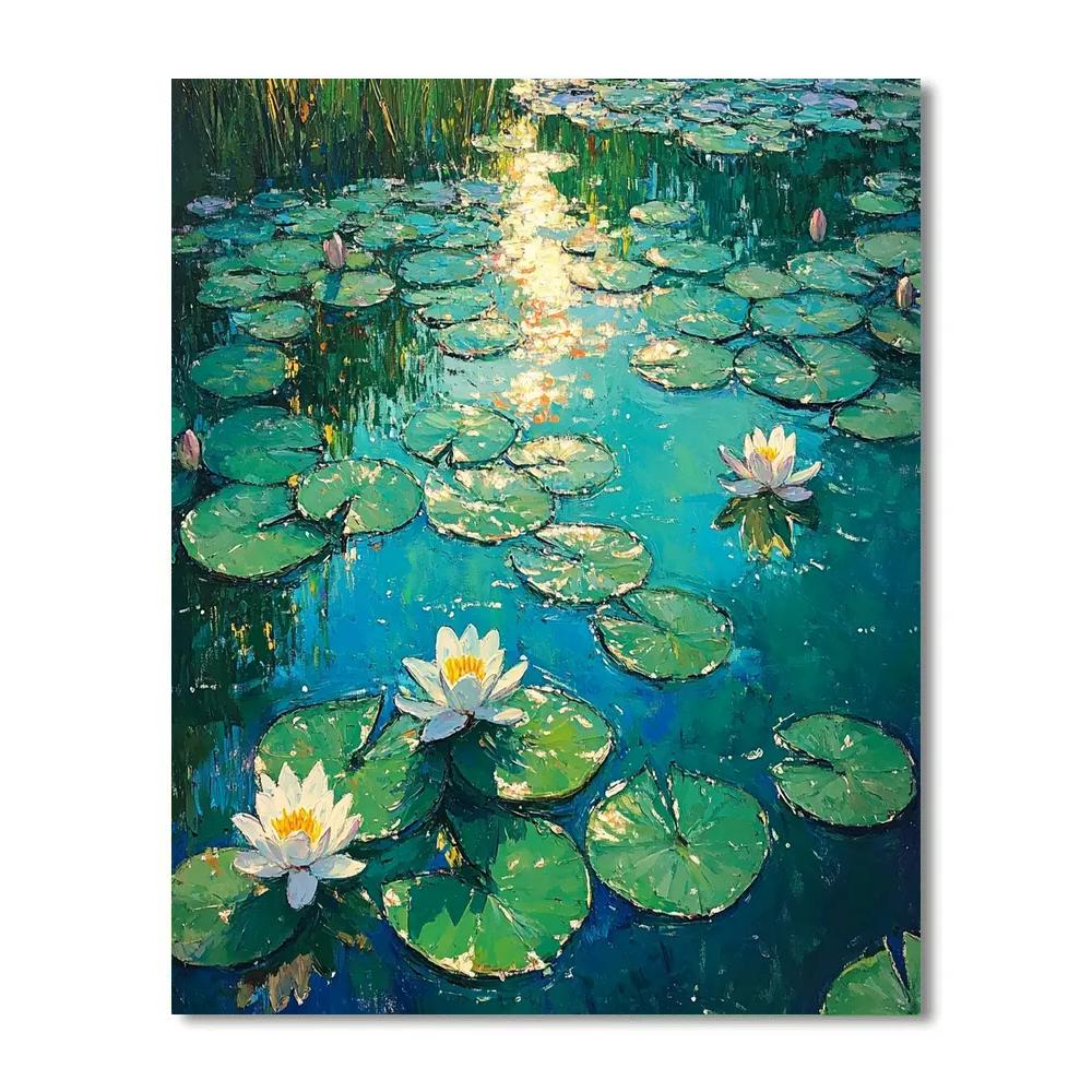 Claude Monet Inspired Lily Pond Emerald Noon Glare painting number kit
