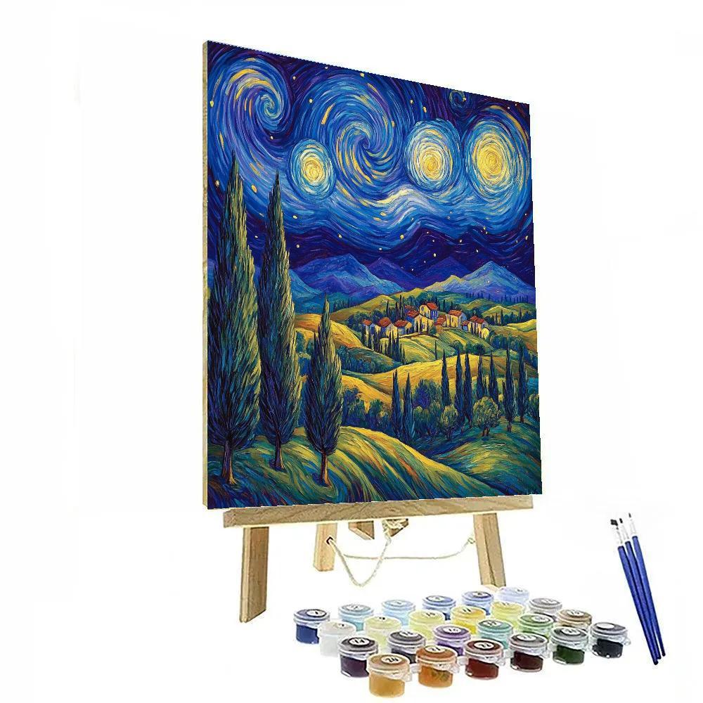 Van Gogh Inspired Starry Countryside Paint by numbers art