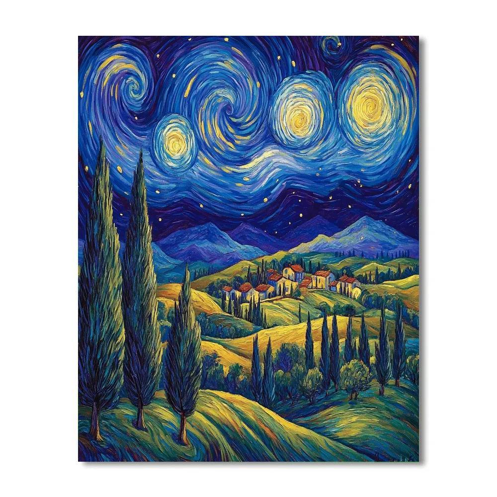 Van Gogh Inspired Starry Countryside Paint by numbers art