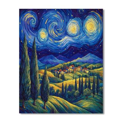 Van Gogh Inspired Starry Countryside Paint by numbers art
