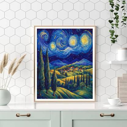 Van Gogh Inspired Starry Countryside Paint by numbers art