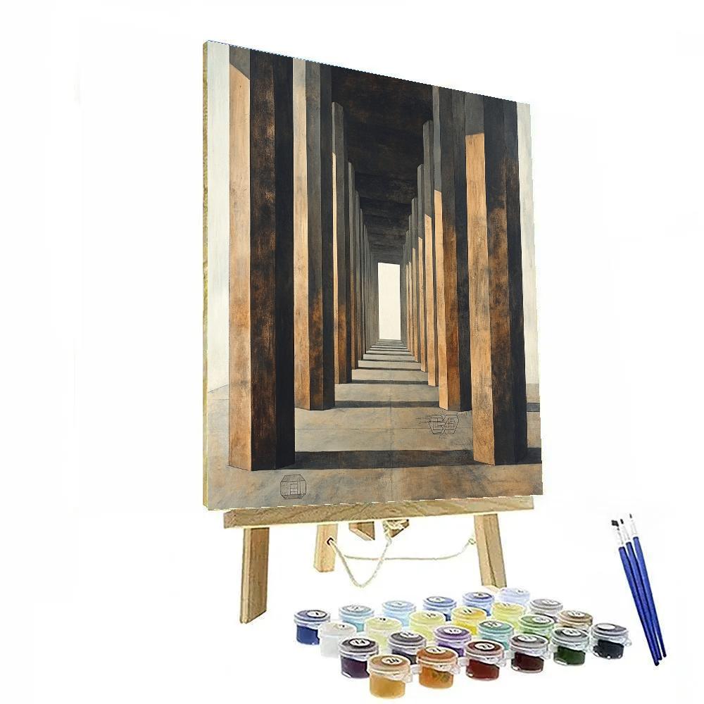 Leonardo Da Vinci Inspired Architecture Reimagined As Basalt Column Cathedral paint by color