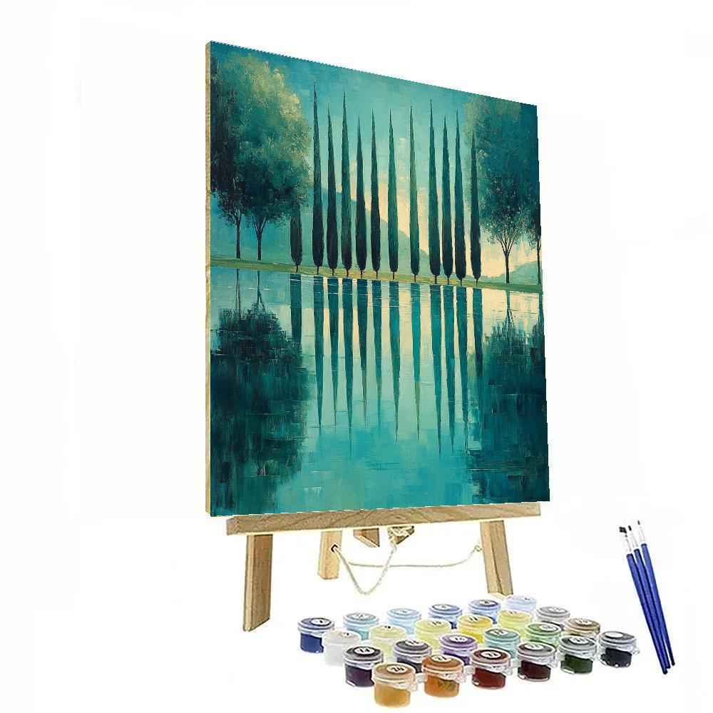 Claude Monet Inspired Cypress Reflection Still Pool Number painting