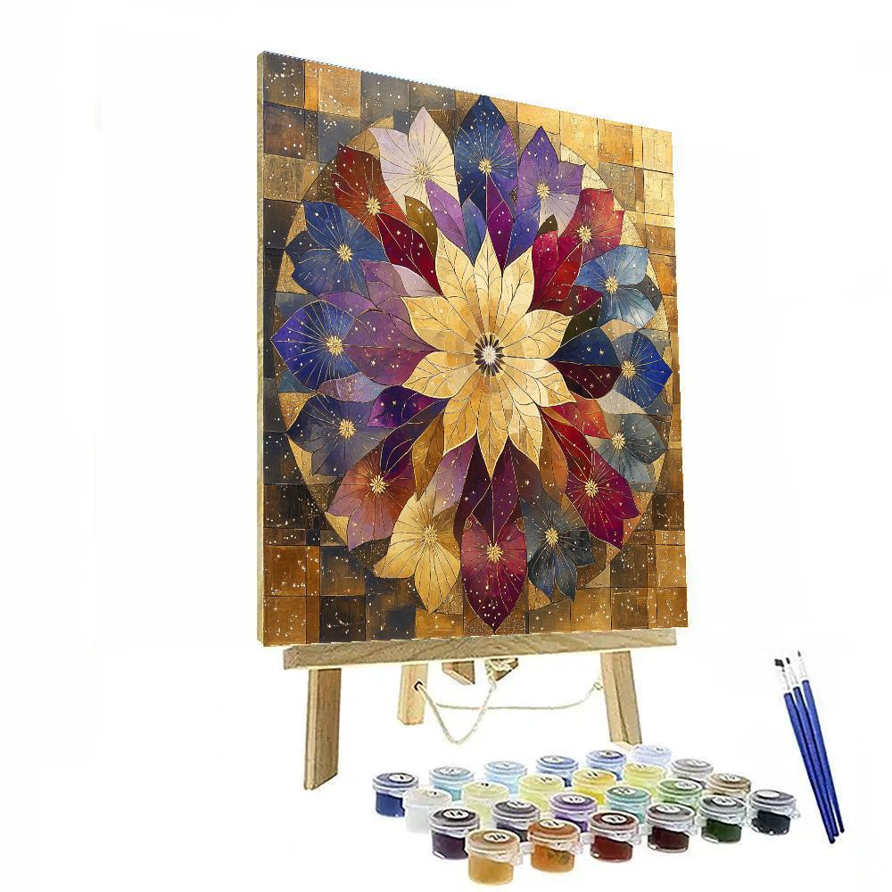 Gustav Klimt Inspired Starflower Mandala Meadow Number painting