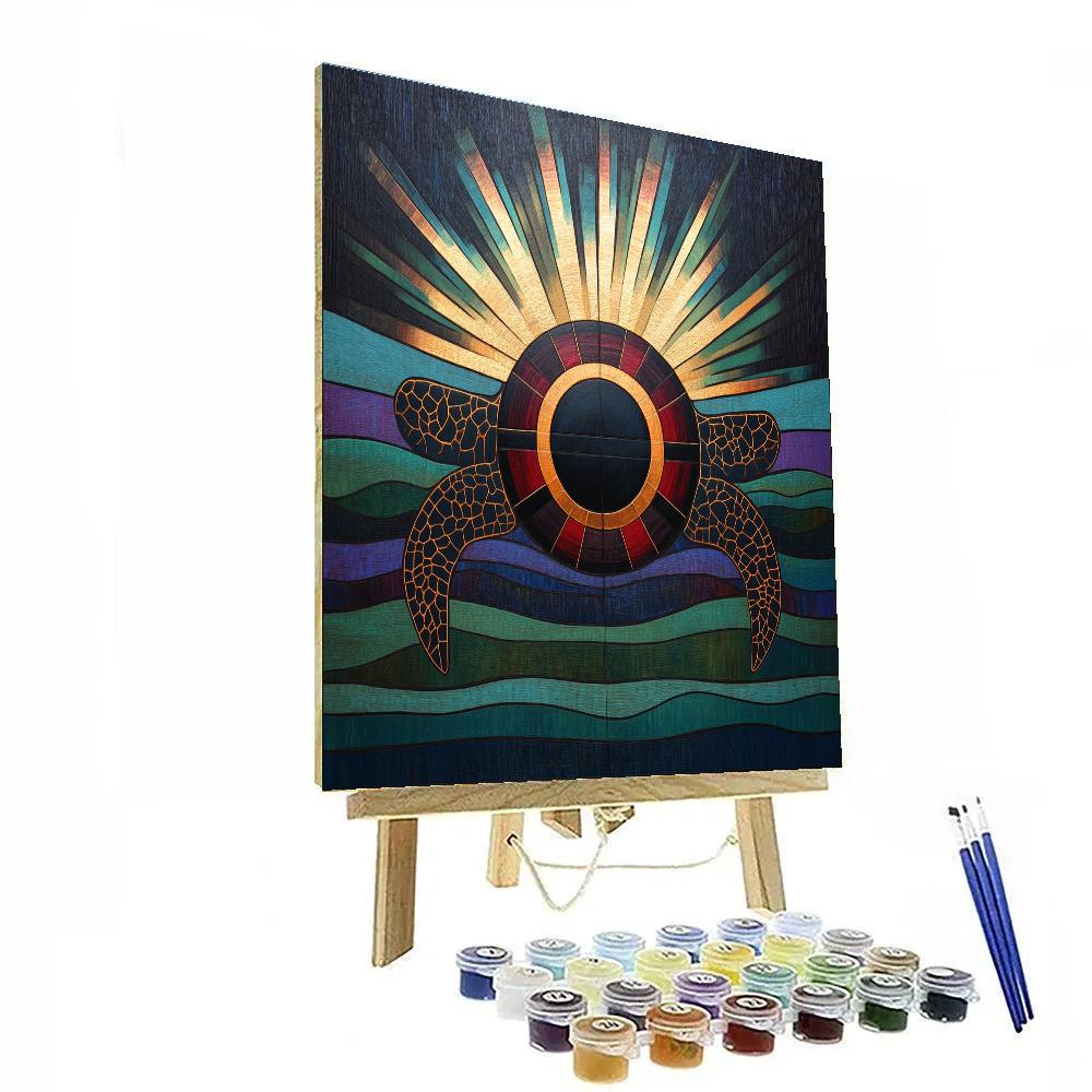 Norval Morrisseau Inspired Eclipse Turtle Of The Shadow Sun painting number kit