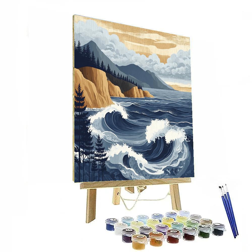 Hokusai Inspired Mountain Storm Painting by numbers kit