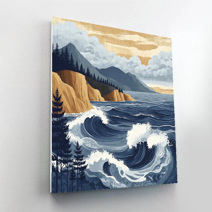 Hokusai Inspired Mountain Storm Painting by numbers kit