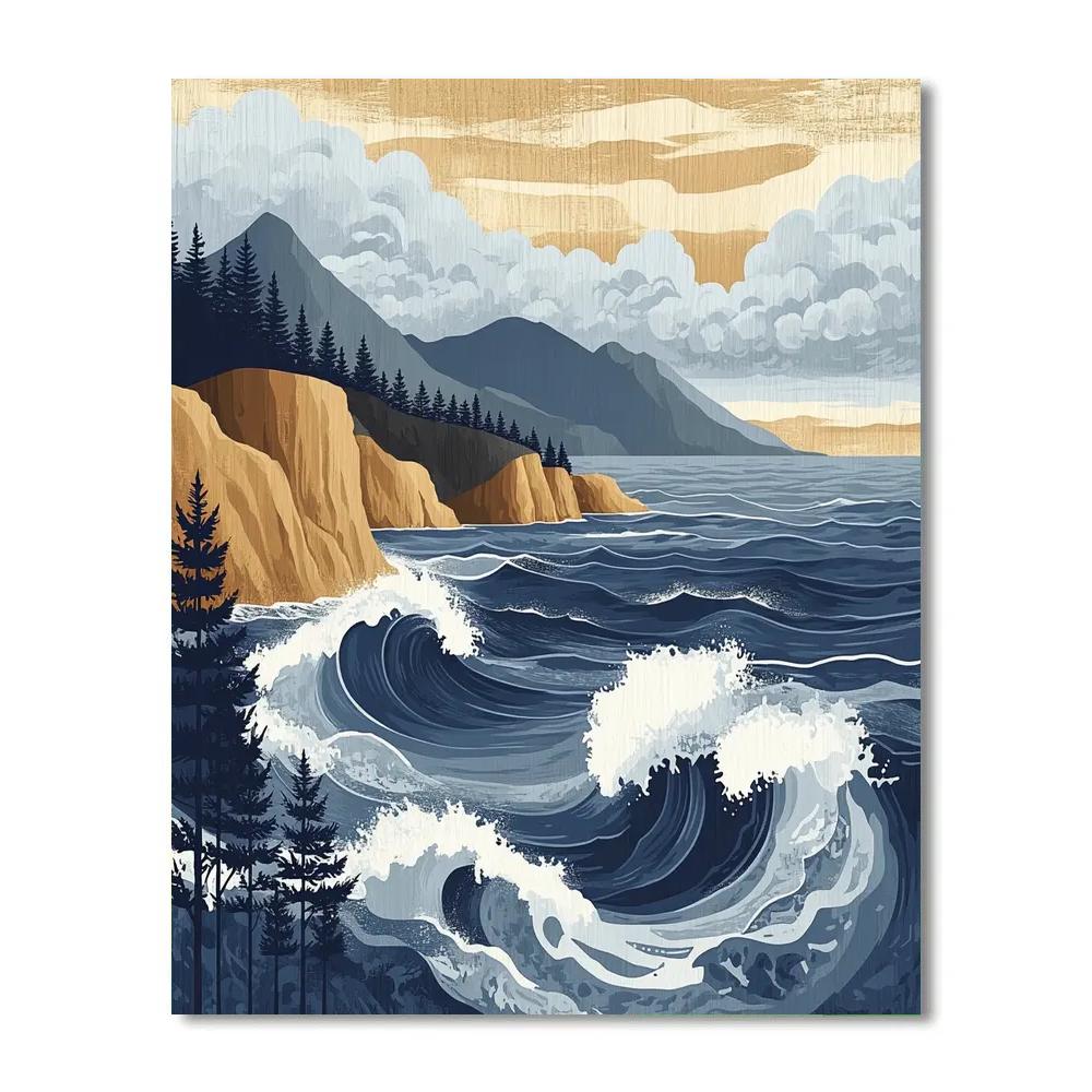 Hokusai Inspired Mountain Storm Painting by numbers kit