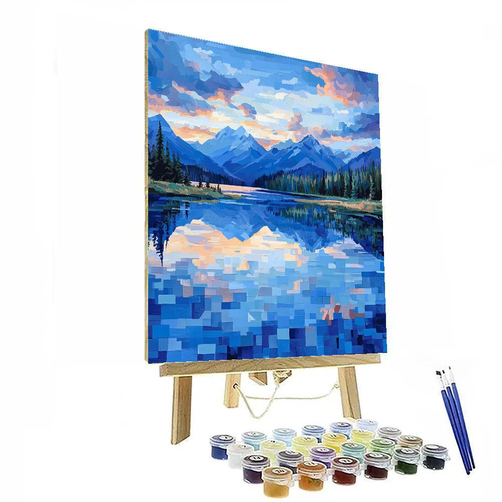 Claude Monet Inspired Mountain Lake Crystal Evening paint by number