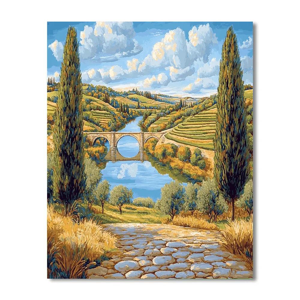 Raphael Inspired Luminous River Axis And Twin Cypress Terraces Number painting