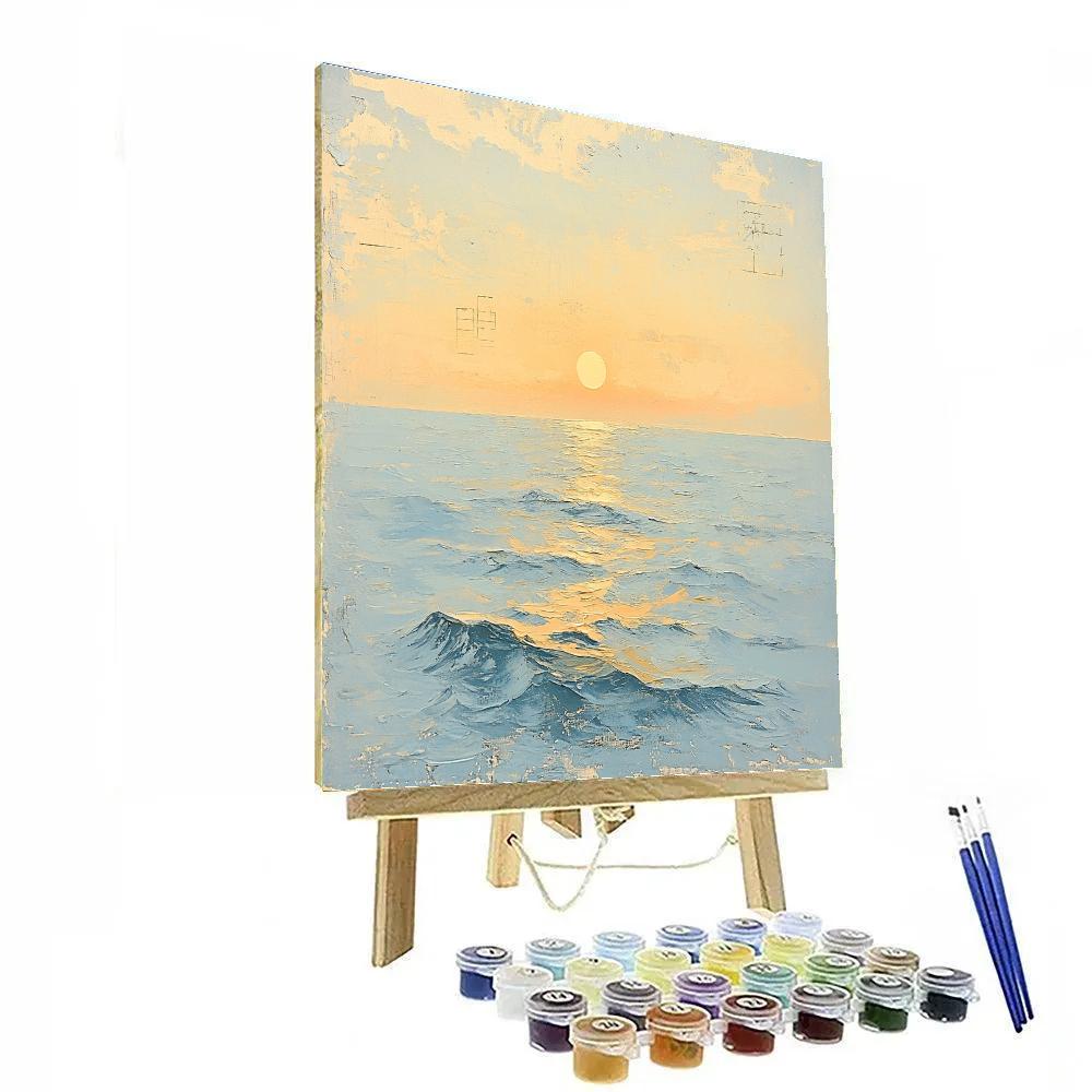 Leonardo Da Vinci Inspired Oceans At Sunrise Without Horizon Line paint by number